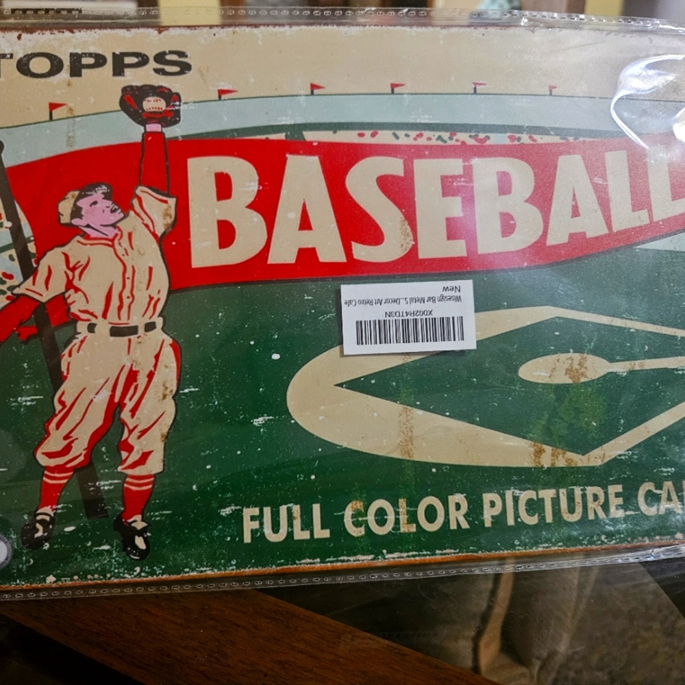 Vintage Baseball Picture Card Sign